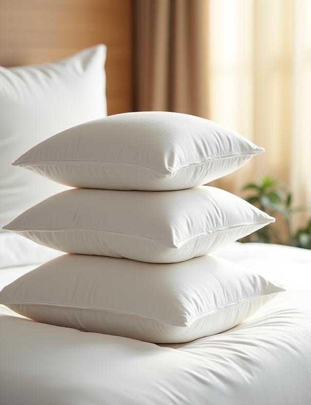 Luxury pillows on a modern bed